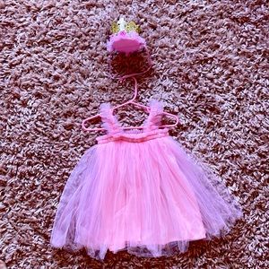 1st Birthday baby girl dress and crown
